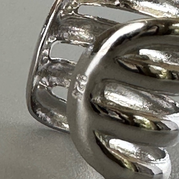 Rhodium Plated Four-Band Ear Cuff – Modern Wide Cuff Look, No Piercing Needed - Picture 4 of 12